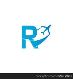 Letter R with plane logo icon design vector illustration template