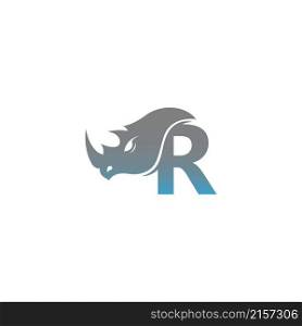 Letter R with rhino head icon logo template vector