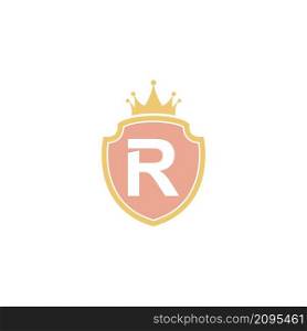 Letter R with shield icon logo design illustration vector
