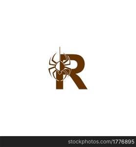 Letter R with spider icon logo design template vector