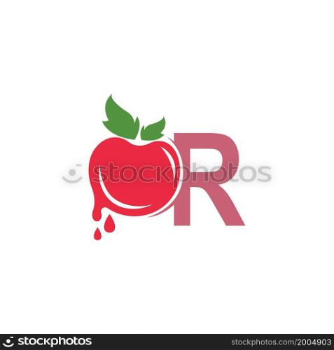 Letter R with tomato icon logo design template illustration vector