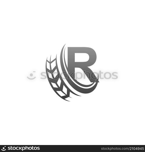 Letter R with trailing wheel icon design template illustration vector