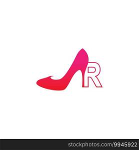 Letter R with Women shoe, high heel logo icon design vector template