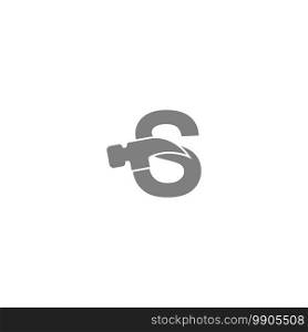 Letter S and hammer combination icon logo design vector