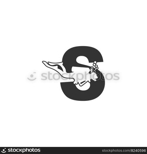 Letter S and someone scuba, diving icon illustration template
