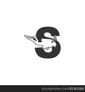 Letter S and someone scuba, diving icon illustration template