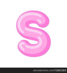 Letter S candy font. Caramel alphabet. lollipop lettering. Sweet ABC sign