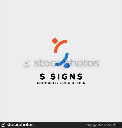 letter s community human logo template vector illustration icon element isolated - vector. letter s community human logo template vector illustration icon element isolated