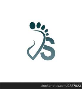 Letter S icon logo combined with footprint icon design template