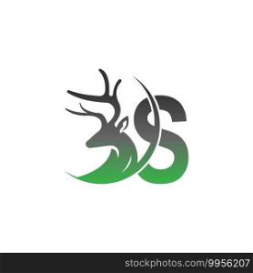 Letter S icon logo with deer illustration design vector