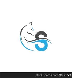Letter S icon logo with horse illustration design vector