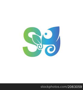 Letter S icon with chameleon logo design template vector