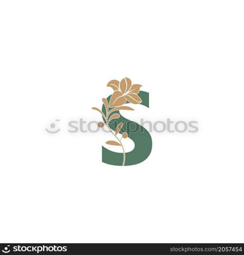 Letter S icon with lily beauty illustration template vector