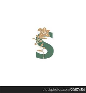 Letter S icon with lily beauty illustration template vector