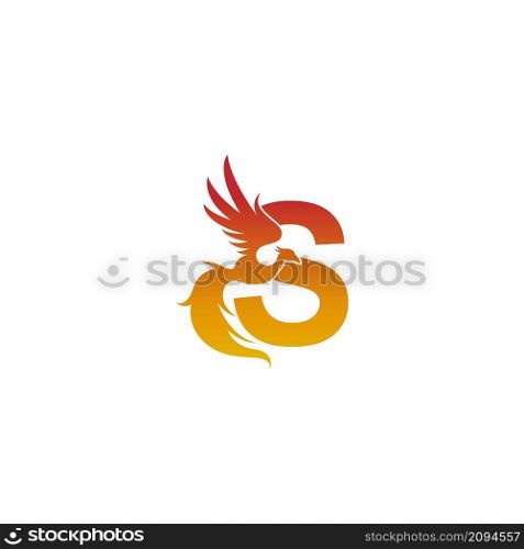 Letter S icon with phoenix logo design template illustration