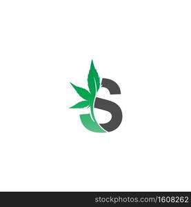 Letter S logo icon with cannabis leaf design vector illustration