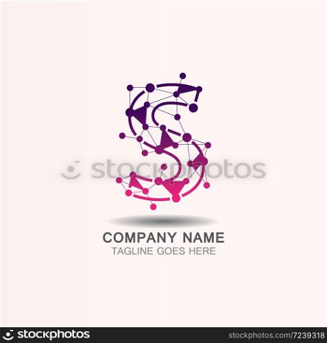 Letter S logo with Technology template concept network icon vector