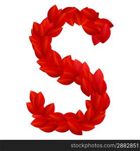 Letter S of red petals alphabet
