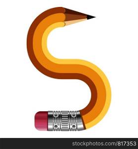 Letter s pencil icon. Cartoon illustration of letter s pencil vector icon for web. Letter s pencil icon, cartoon style