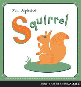 Letter S - Squirrel. Alphabet with cute animals. Vector illustration. Other letters from this set are available in my portfolio.