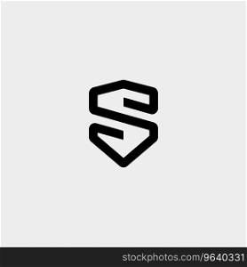 Letter s ss shield logo design simple Royalty Free Vector
