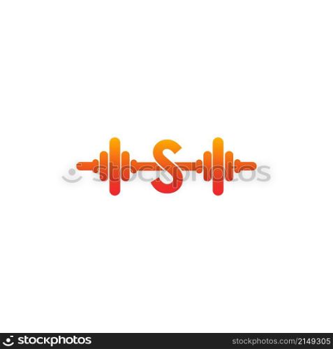 Letter S with barbell icon fitness design template illustration vector