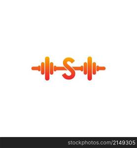 Letter S with barbell icon fitness design template illustration vector