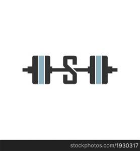 Letter S with barbell icon fitness design template vector