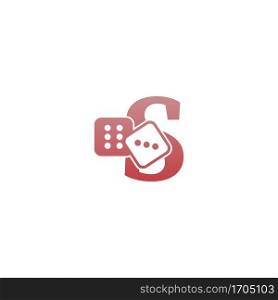 Letter S with dice two icon logo template vector