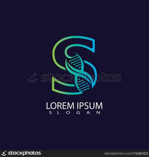 Letter S with DNA logo or symbol template design vector