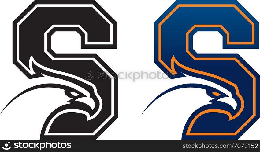Letter S with eagle head. Great for sports logotypes and team mascots.