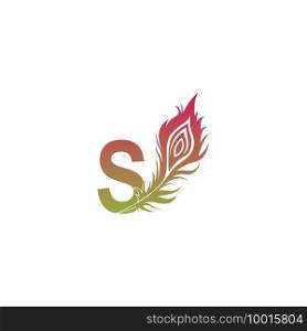 Letter S with feather logo icon design vector illustration