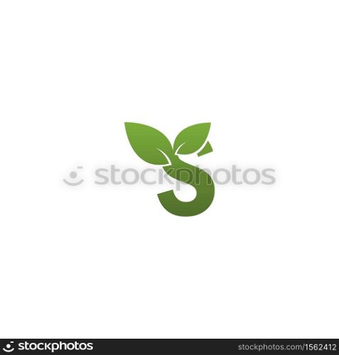 Letter S With green Leaf Symbol Logo Template