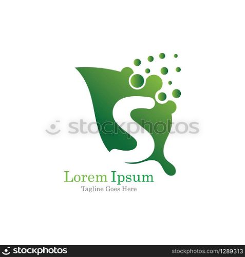 Letter S with leaf creative logo concept template design symbol modern