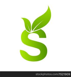 Letter s with leaf element, Ecology concept.