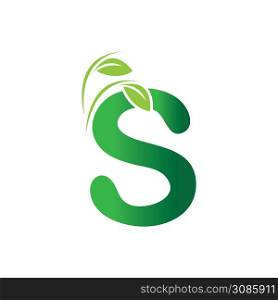 Letter S With Leaf Nature Initial Logo Design Template Vector Illustration