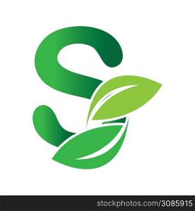 Letter S With Leaf Nature Initial Logo Design Template Vector Illustration