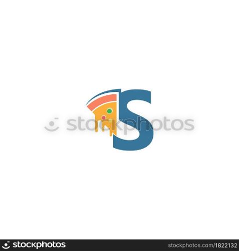 Letter S with pizza icon logo vector template