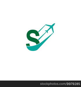 Letter S with plane logo icon design vector illustration