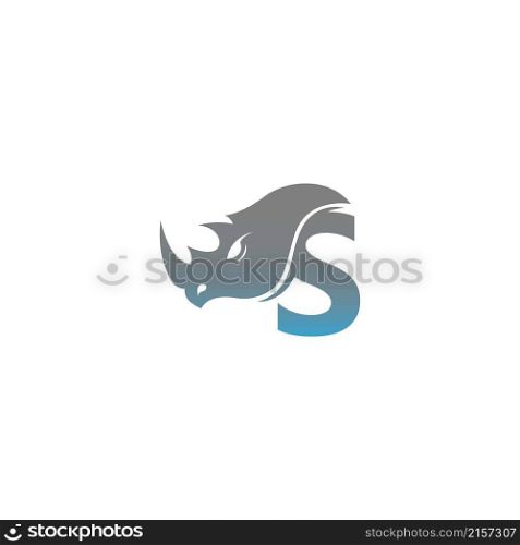 Letter S with rhino head icon logo template vector