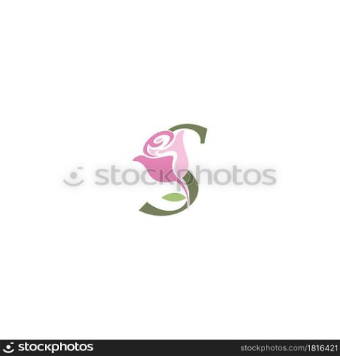 Letter S with rose icon logo vector template illustration