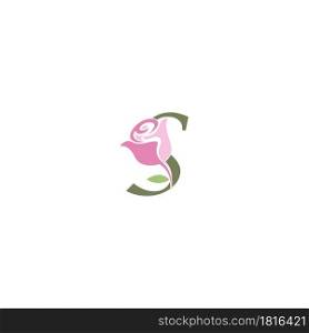 Letter S with rose icon logo vector template illustration