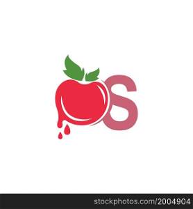 Letter S with tomato icon logo design template illustration vector