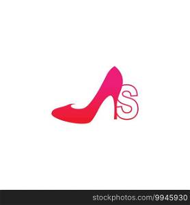 Letter S with Women shoe, high heel logo icon design vector template
