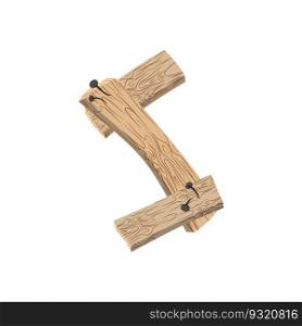 letter S wood board font. plank and nails alphabet. Lettering of boards. Country chipboard ABC