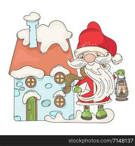 LETTER SANTA Merry Christmas Cartoon Vector Illustration Set