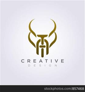 Letter T A Animal Horn Abstract Vector Illustration Design Clipart Symbol Logo Template.