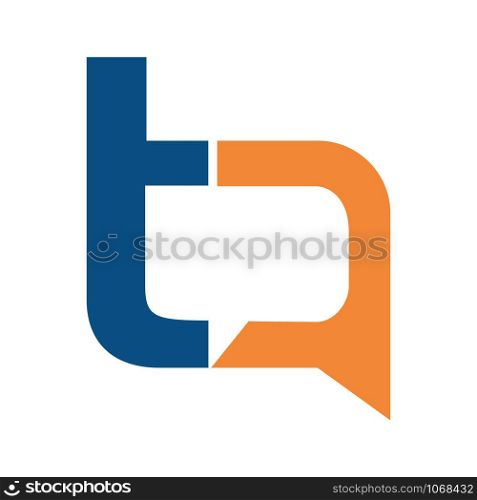 Letter T and A chat sign vector logo design.