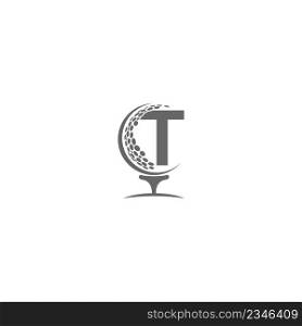 Letter T and golf ball icon logo design illustration