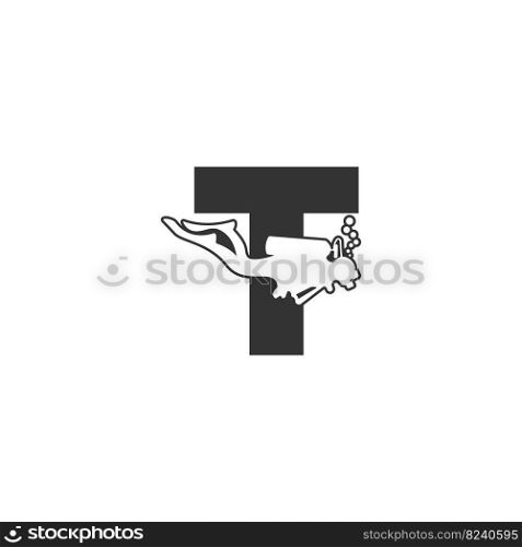 Letter T and someone scuba, diving icon illustration template